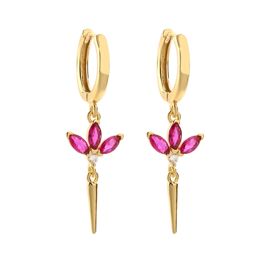 Copper Plating 18K Gold Micro Inlay Colorful Crystals Horse Eye Long Ear Clip