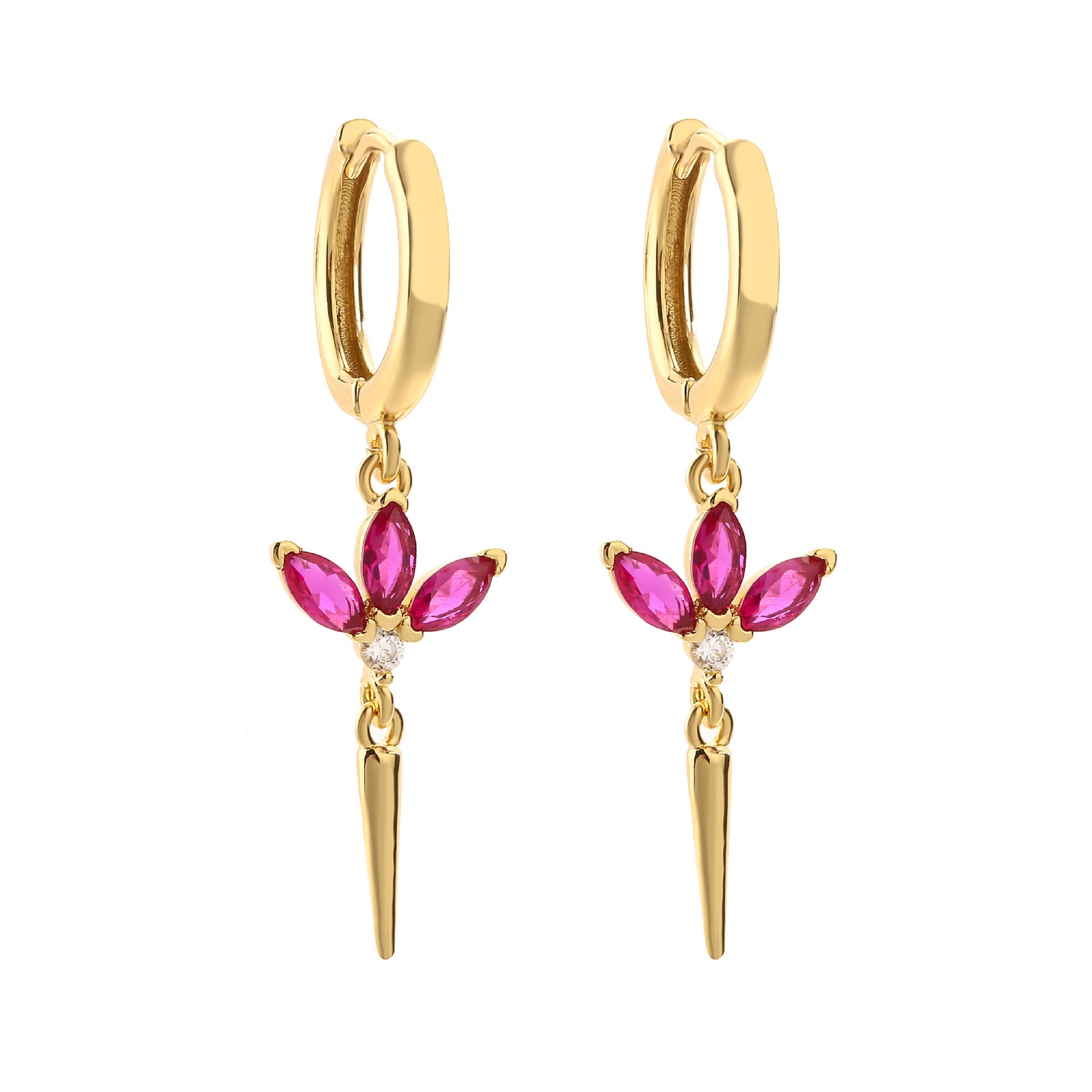 Copper Plating 18K Gold Micro Inlay Colorful Crystals Horse Eye Long Ear Clip