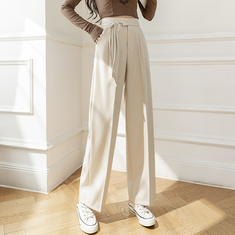 High Waist Drooping New Straight Lace-up Suit Pants For Women