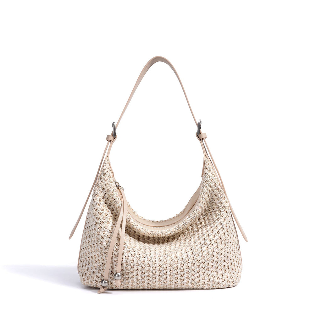Fashion Retro Straw Woven Dumpling Bag Versatile Large Capacity Shoulder Bag