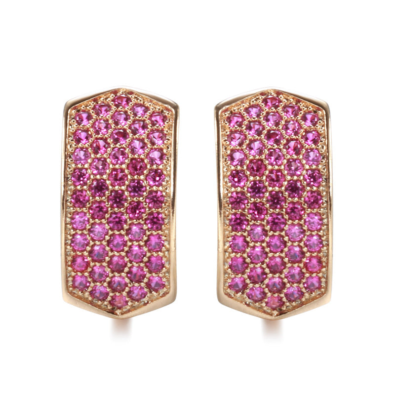 Elegant Rose Red Zircon Women's Earrings