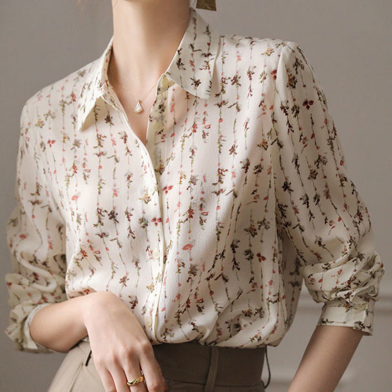 Women's Simple Elegant Draping Floral Shirt