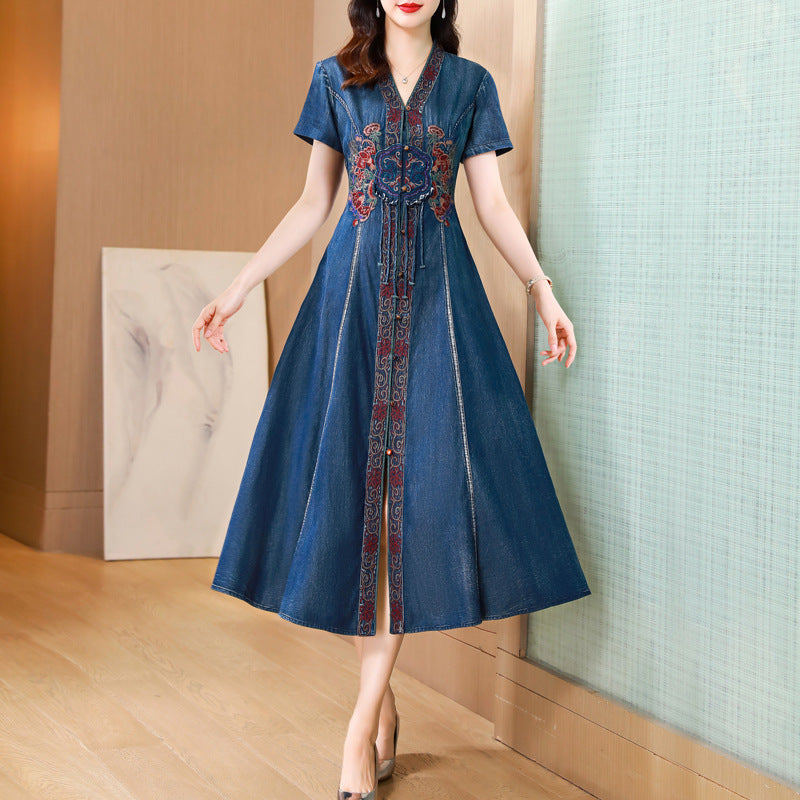 Summer High-end Embroidery Denim Dress