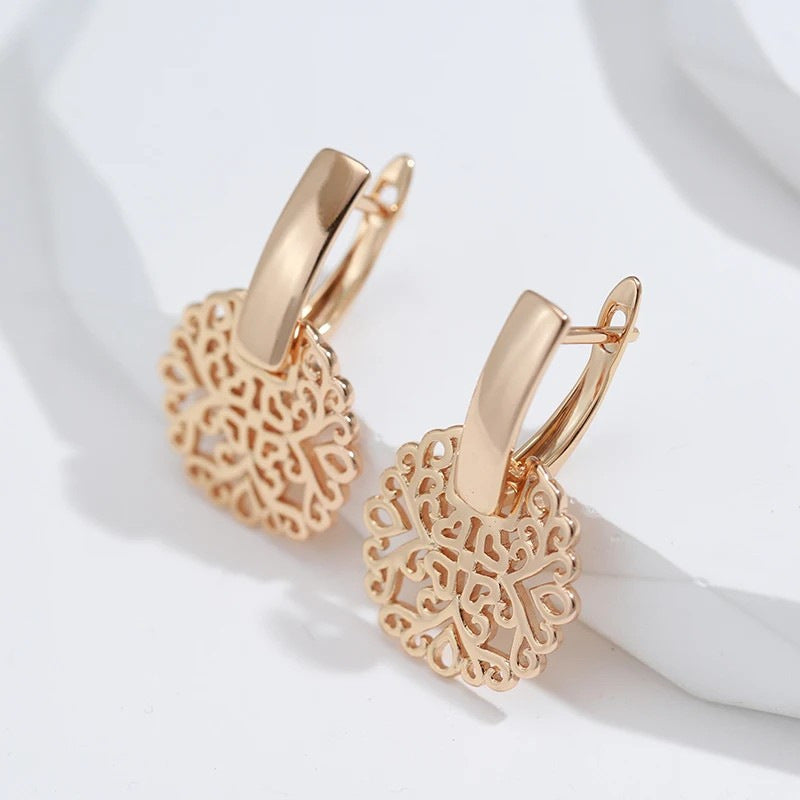 Fashionable Rose Gold Real Gold Plated Earrings