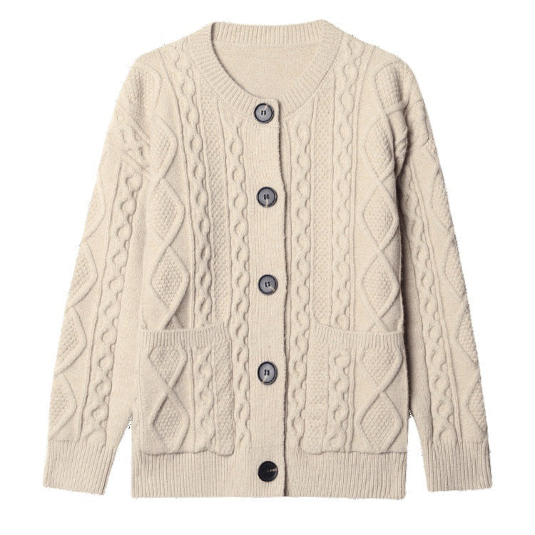 Cable-knit Sweater Cardigan For Women Outer Match Short Autumn And Winter