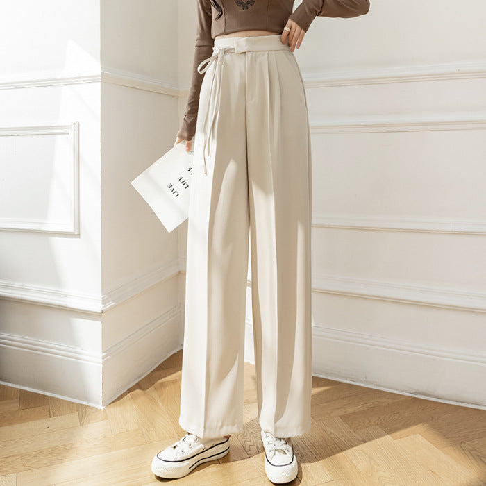 High Waist Drooping New Straight Lace-up Suit Pants For Women