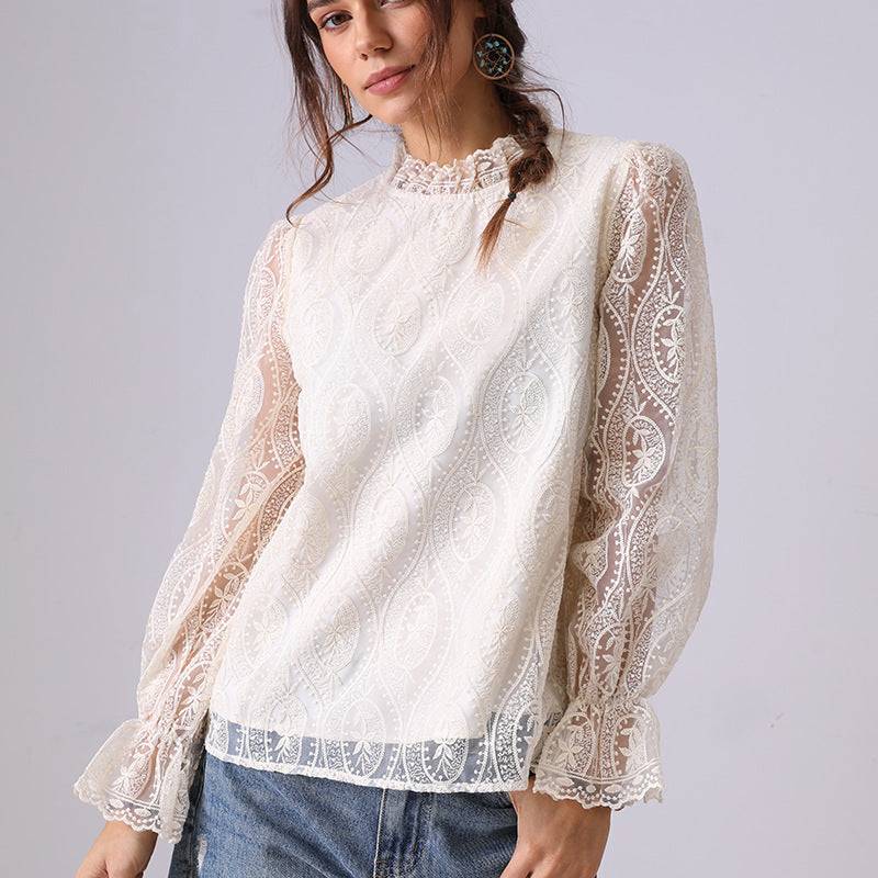 Hollow Embroidered Hollowed Fashion Shirt For Women