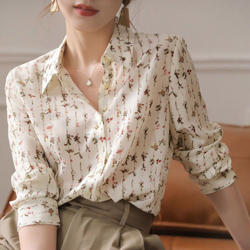 Women's Simple Elegant Draping Floral Shirt
