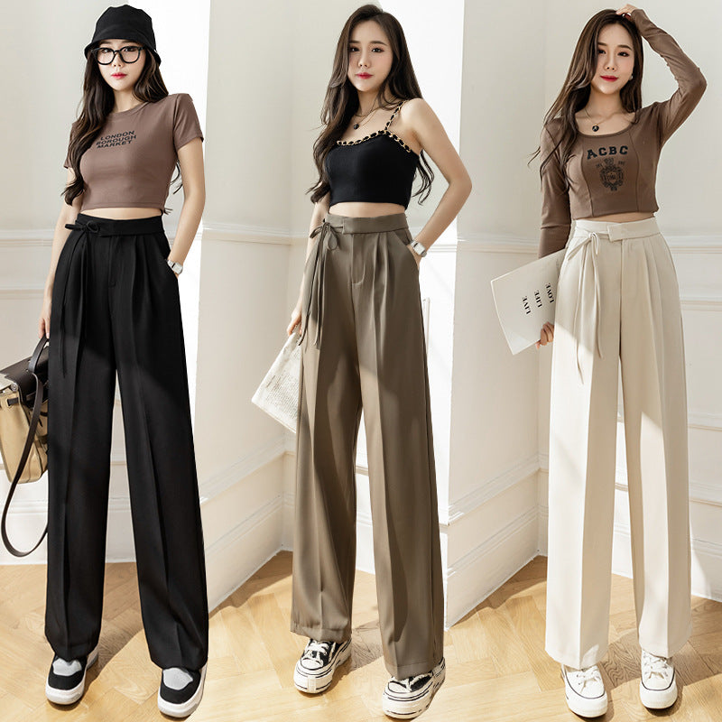 High Waist Drooping New Straight Lace-up Suit Pants For Women