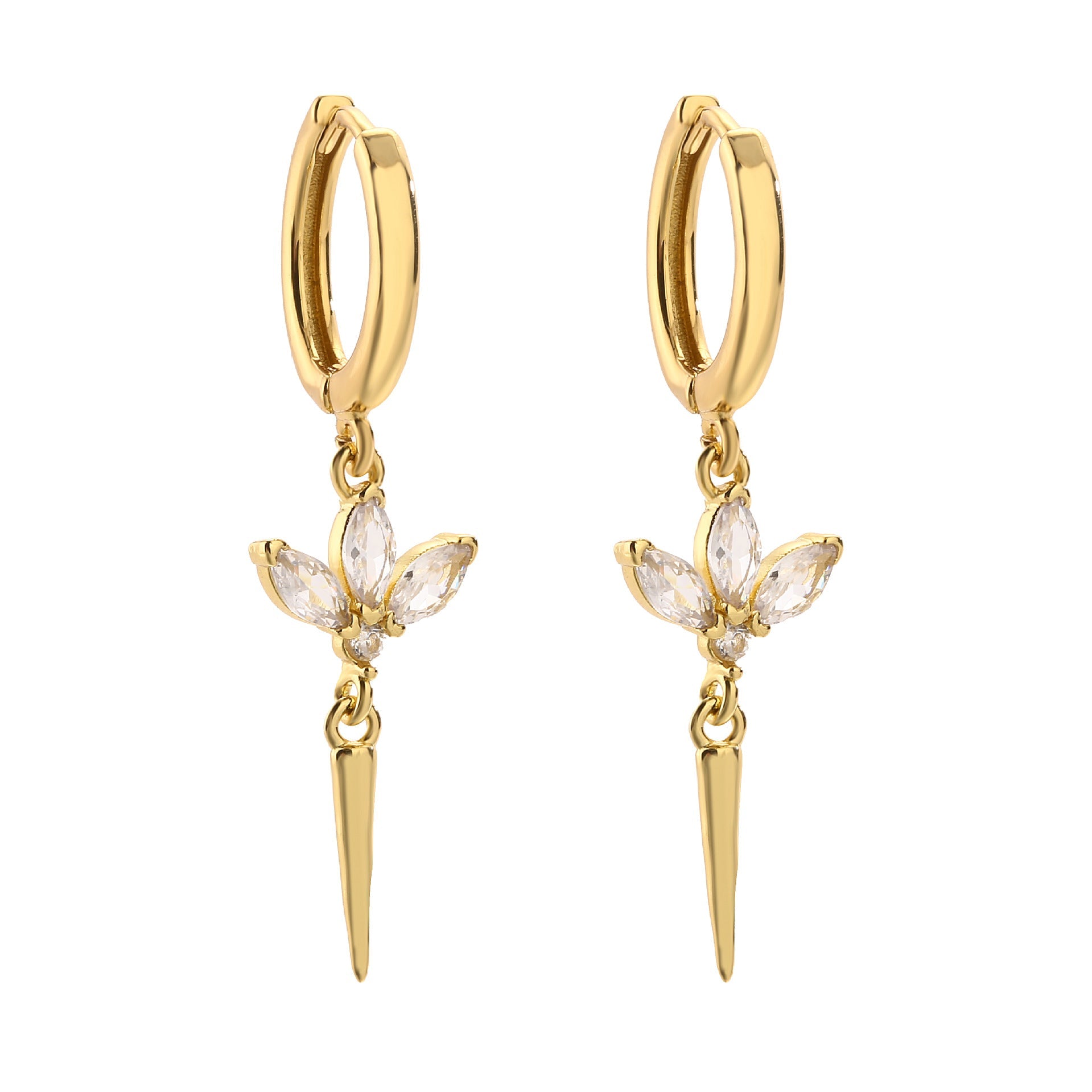 Copper Plating 18K Gold Micro Inlay Colorful Crystals Horse Eye Long Ear Clip