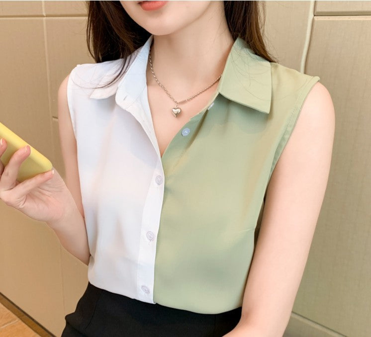 Women's Creative Casual Sleeveless Chiffon Striped Shirt