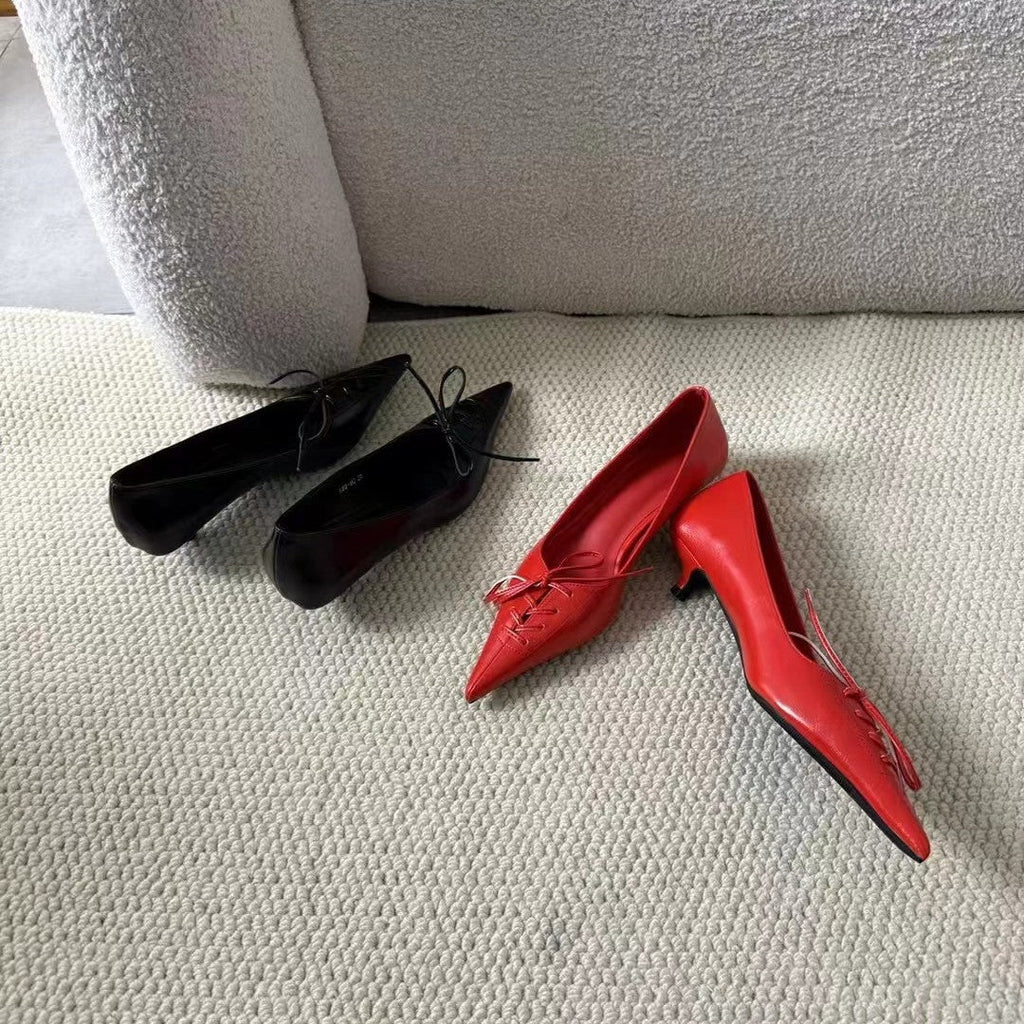 Women's Autumn New Bow Chunky Heel Lazy Fashion Slip-on Pumps