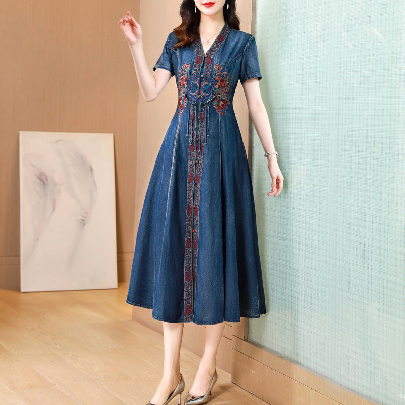 Summer High-end Embroidery Denim Dress