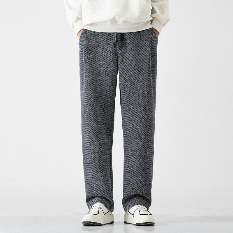 Chenille Slanted Stripe Casual Pants Men's Loose Wide-leg Pants Silver Silk Sweatpants