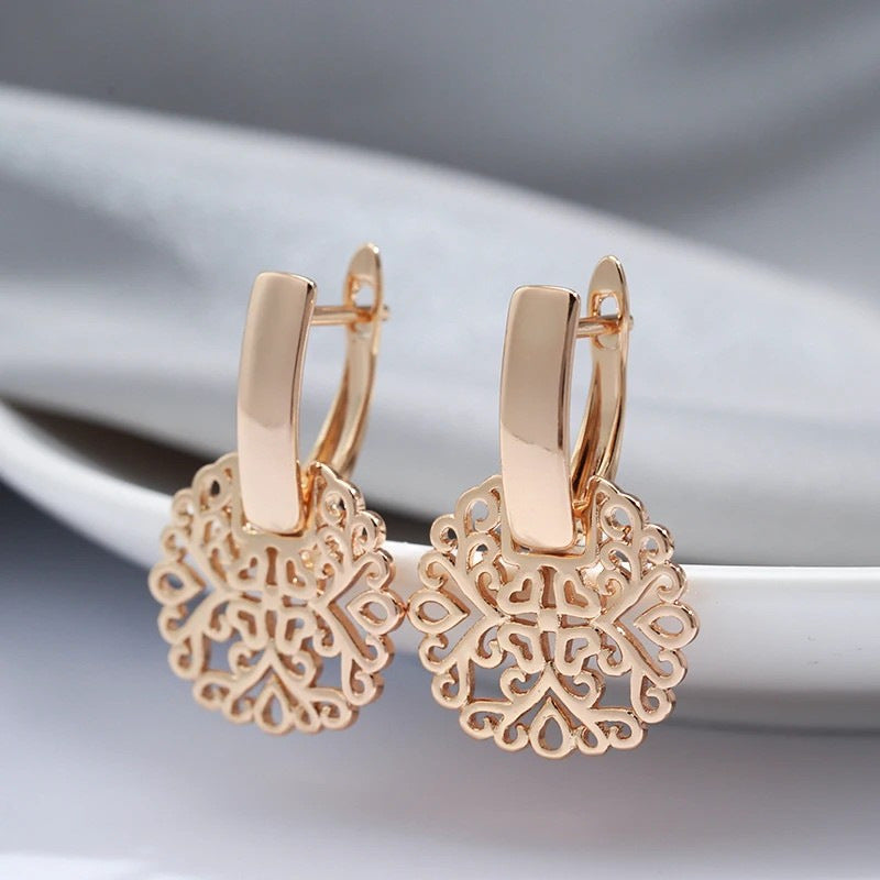 Fashionable Rose Gold Real Gold Plated Earrings