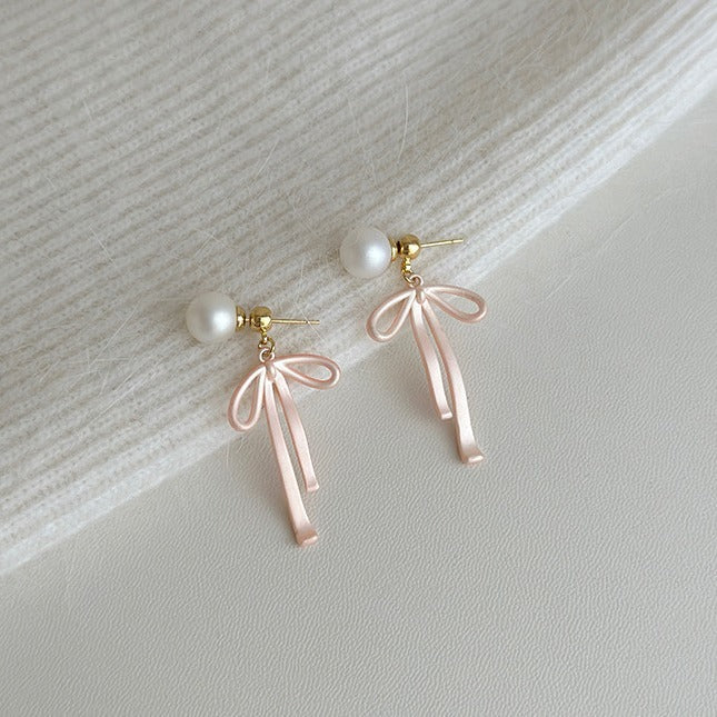 Bow Earrings Detachable Dual-wear Pearl