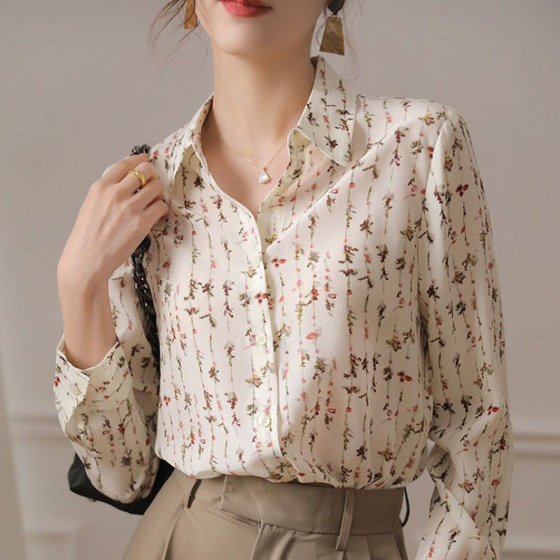 Women's Simple Elegant Draping Floral Shirt