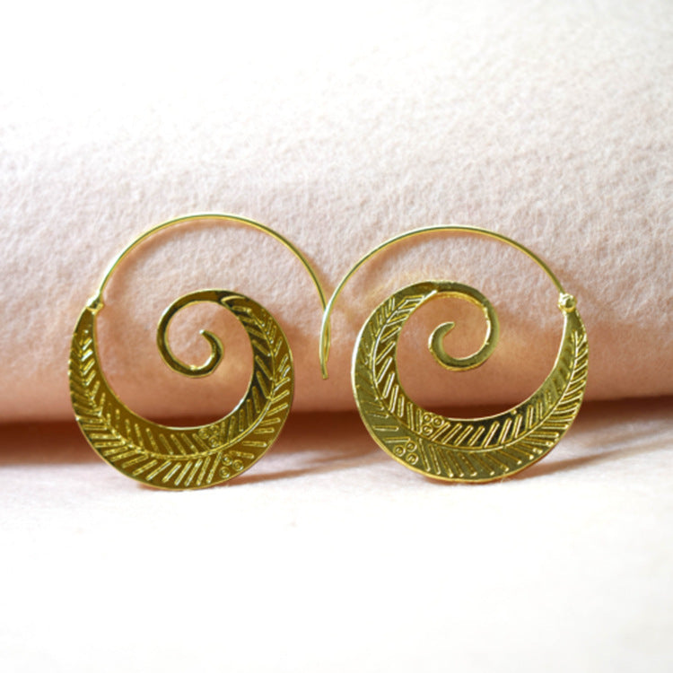 Round Spiral Leaf Exaggerated Vortex Earrings