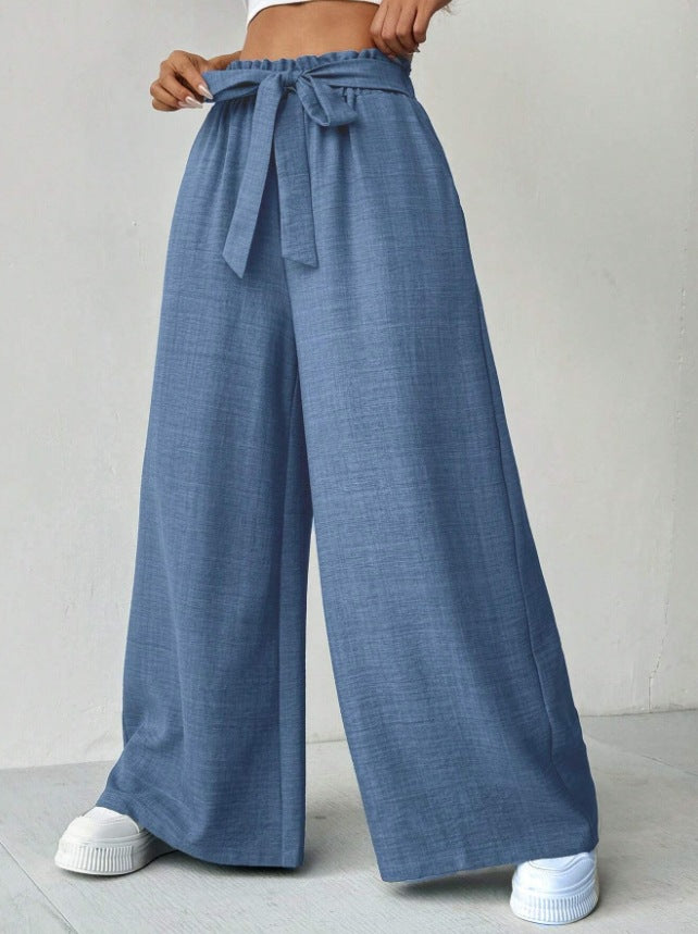 Adjustable High Waist Lace-up Knot Loose Trousers