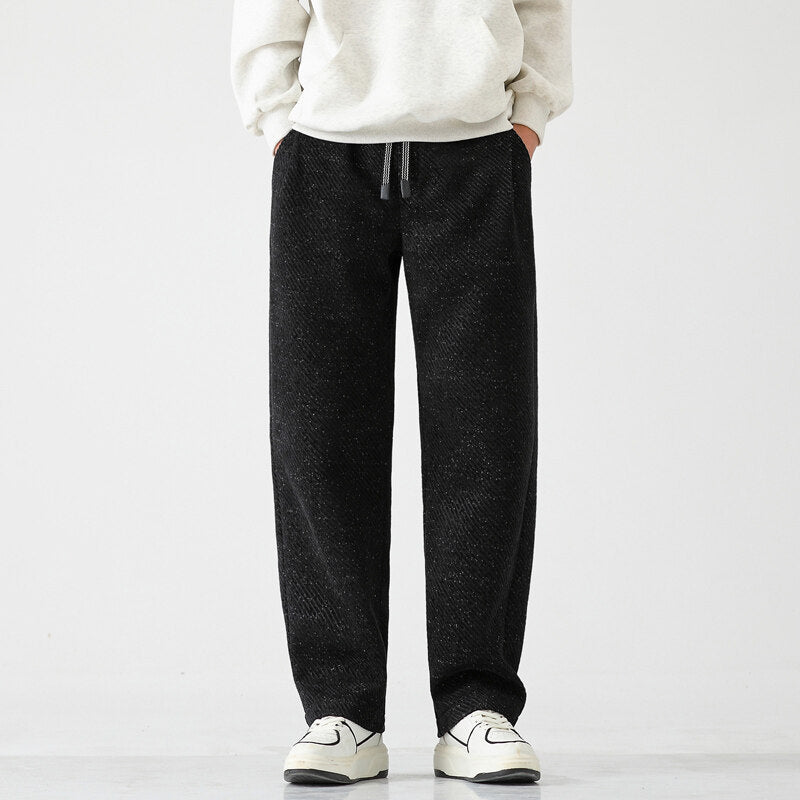 Chenille Slanted Stripe Casual Pants Men's Loose Wide-leg Pants Silver Silk Sweatpants