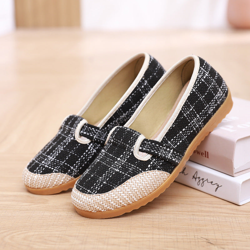 Cloth Shoes Women's Flat Heel Ethnic Style Shallow Mouth