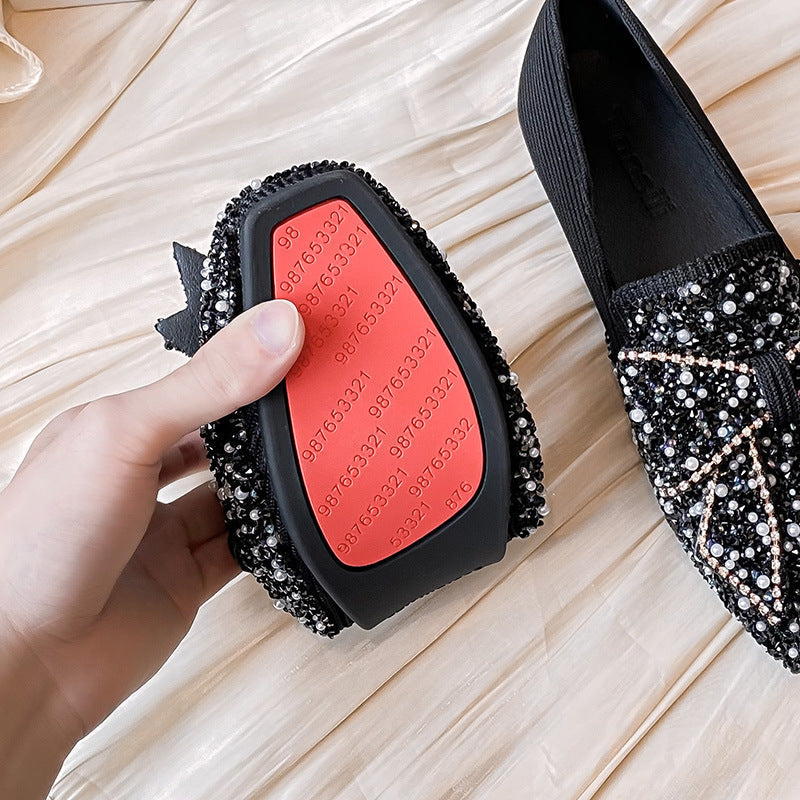 Women's Korean-style Bow Pearl Flat Shoes