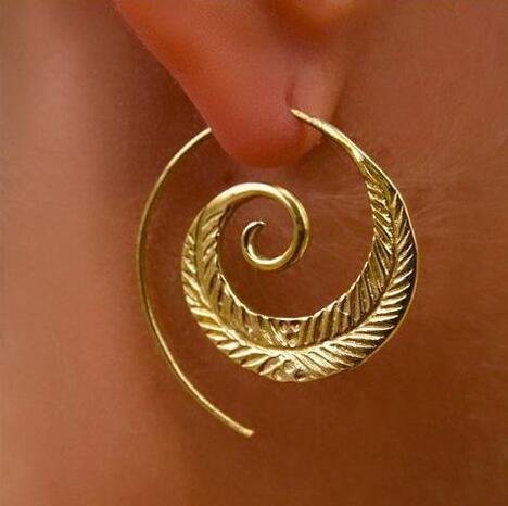 Round Spiral Leaf Exaggerated Vortex Earrings