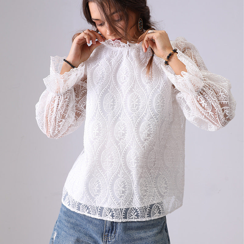 Hollow Embroidered Hollowed Fashion Shirt For Women