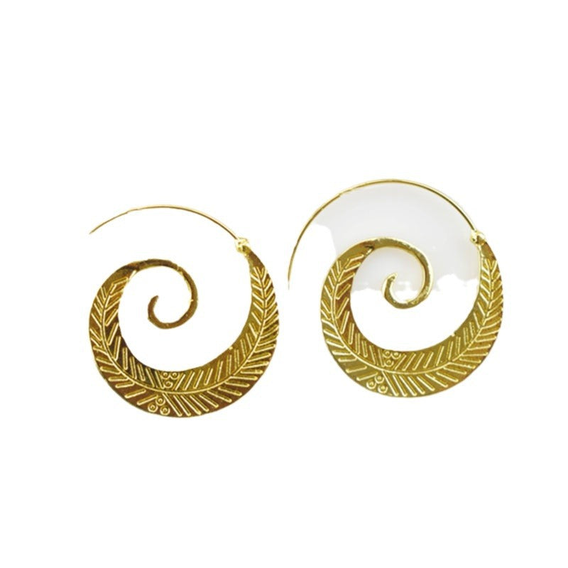 Round Spiral Leaf Exaggerated Vortex Earrings