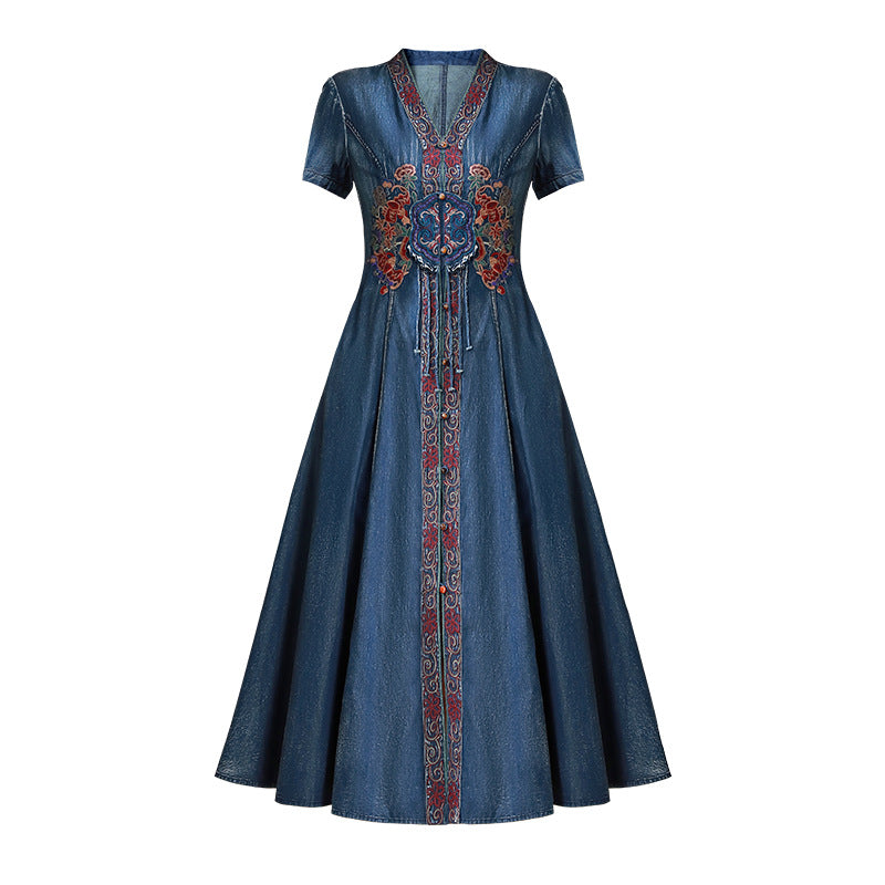 Summer High-end Embroidery Denim Dress