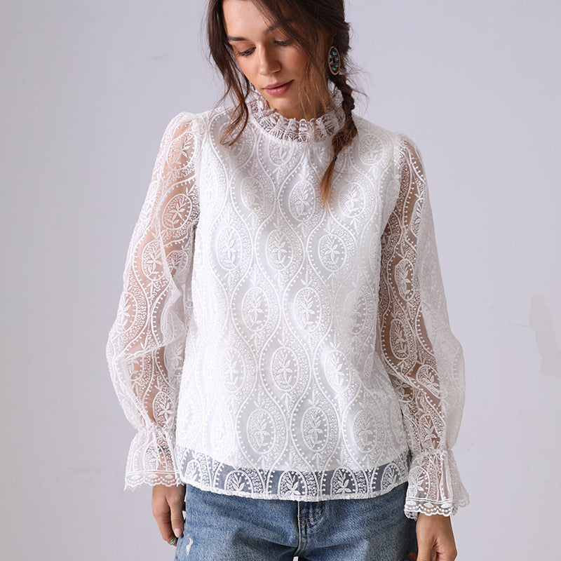 Hollow Embroidered Hollowed Fashion Shirt For Women