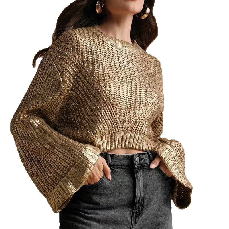 Fall New Round Neck Loose High Sense Slimming Sweater Women's