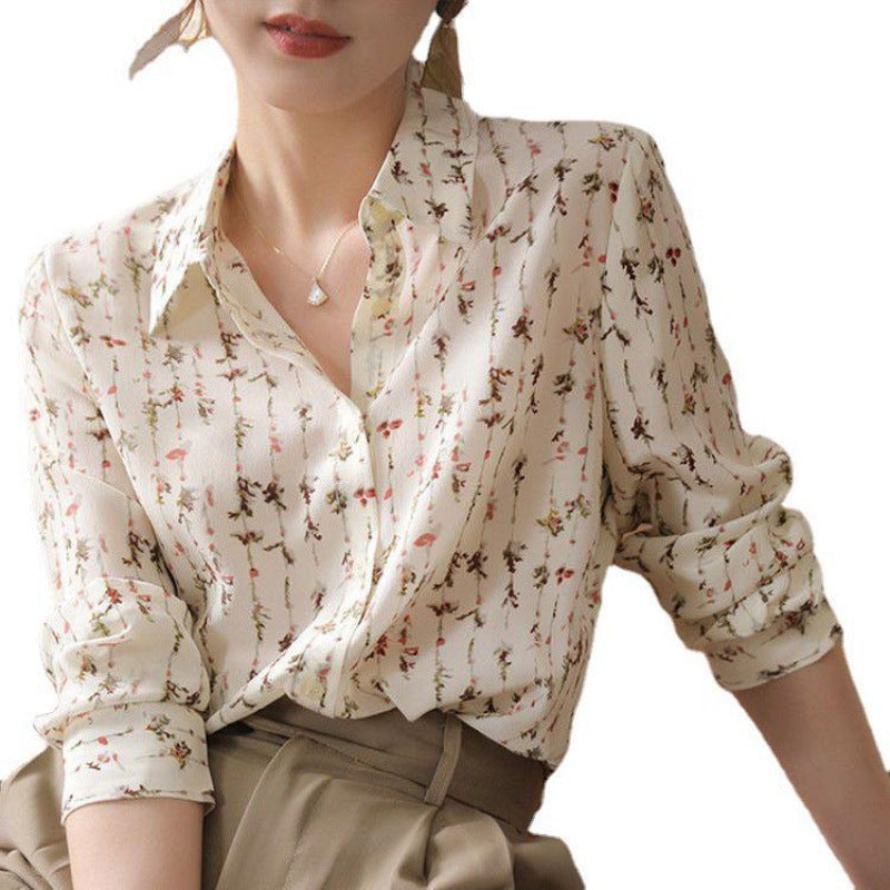 Women's Simple Elegant Draping Floral Shirt