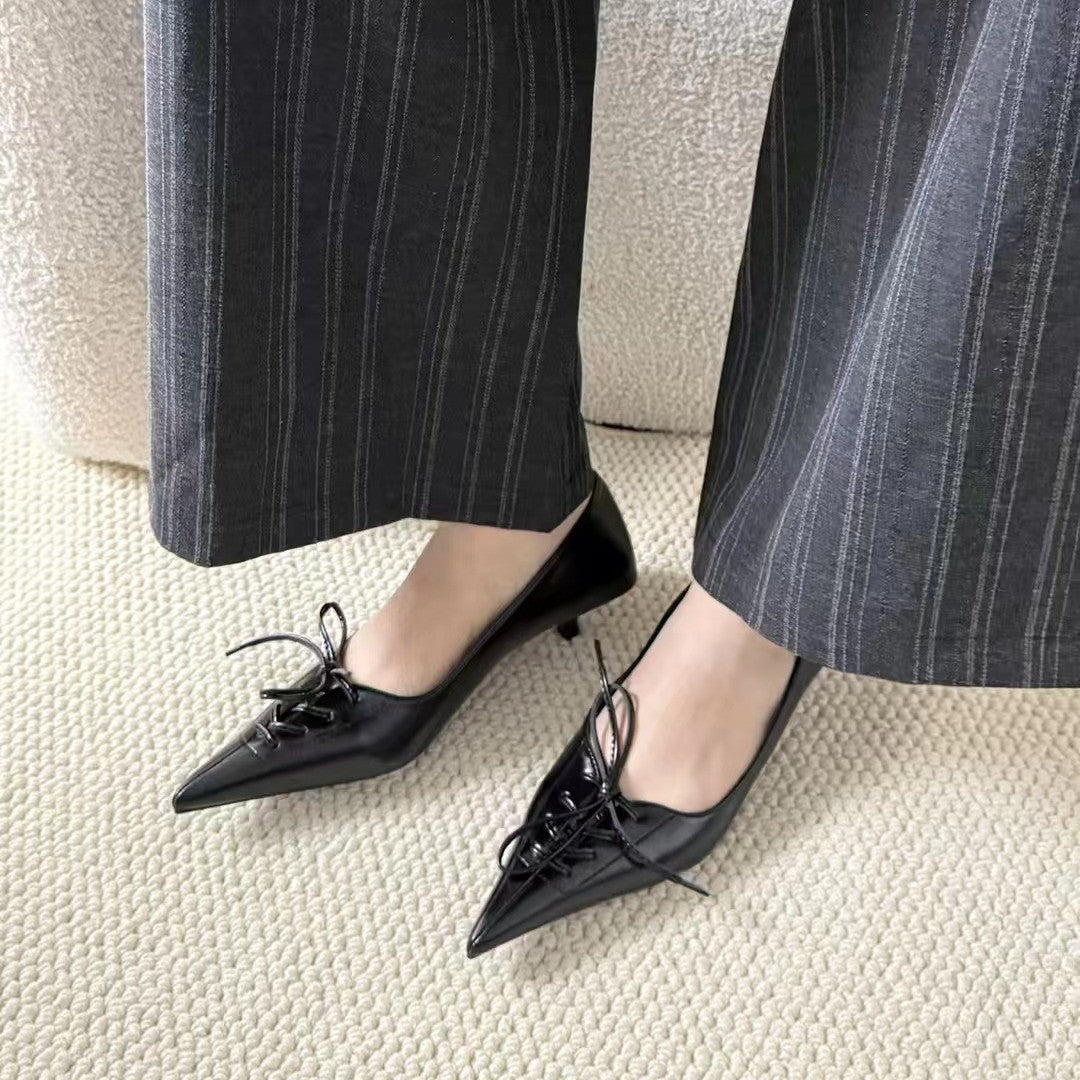 Women's Autumn New Bow Chunky Heel Lazy Fashion Slip-on Pumps