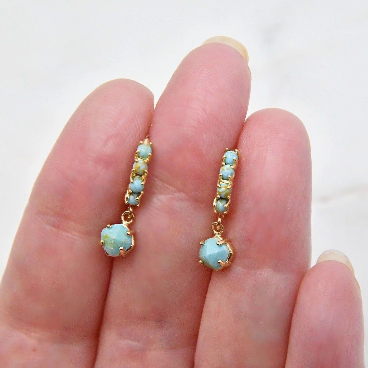Turquoise Encircling Ear Ring With Embellished Stud Earrings
