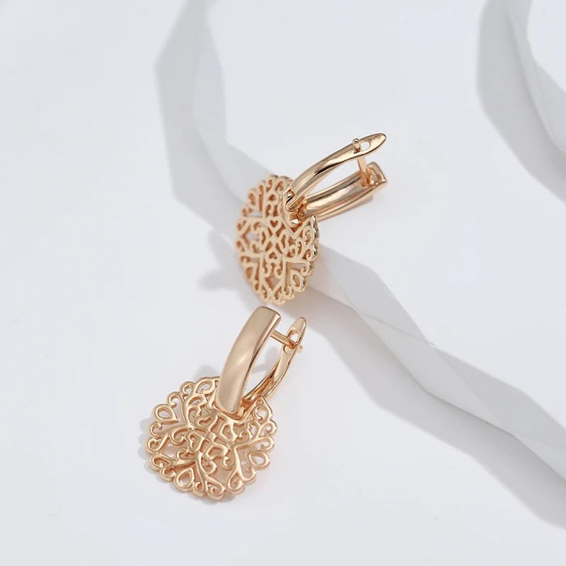 Fashionable Rose Gold Real Gold Plated Earrings