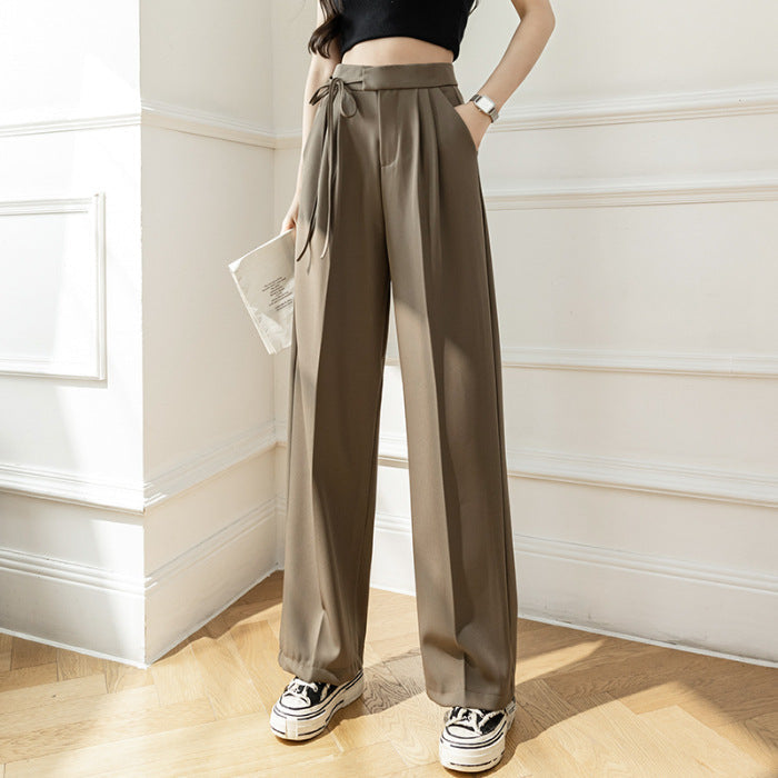 High Waist Drooping New Straight Lace-up Suit Pants For Women