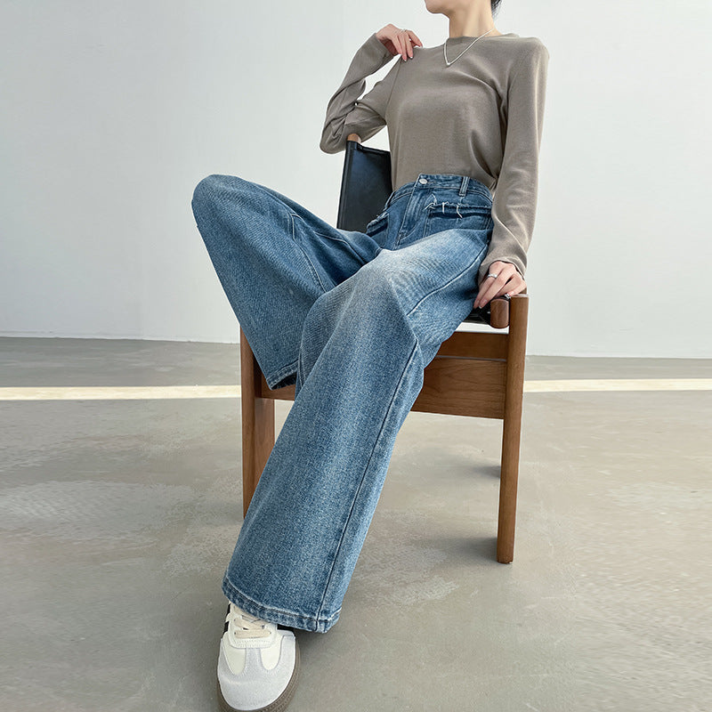 Loose Drooping Slimming Retro High-end Straight Pants