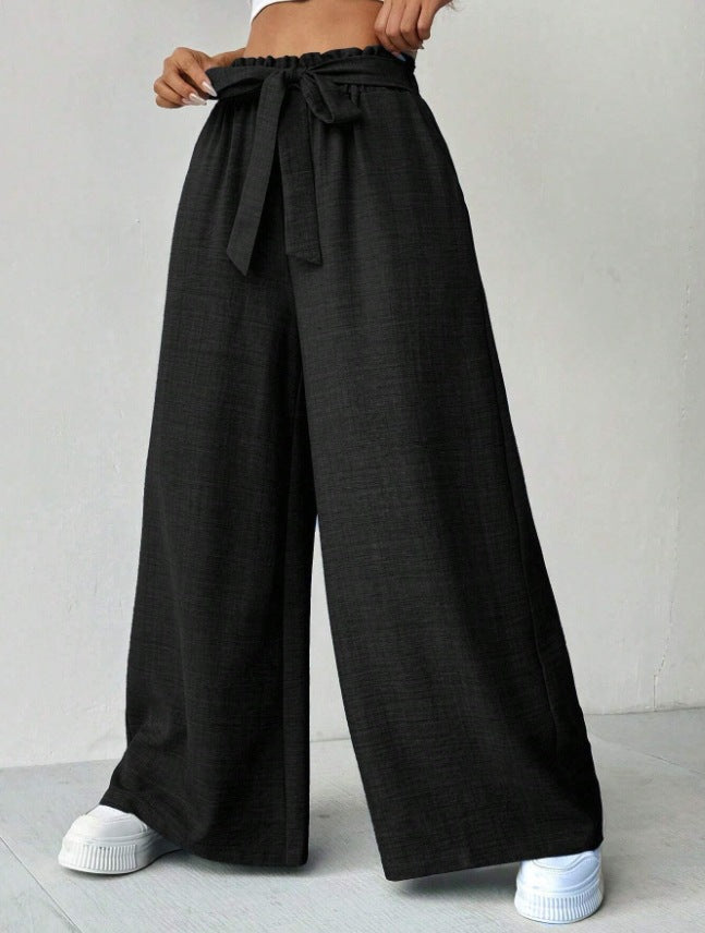 Adjustable High Waist Lace-up Knot Loose Trousers