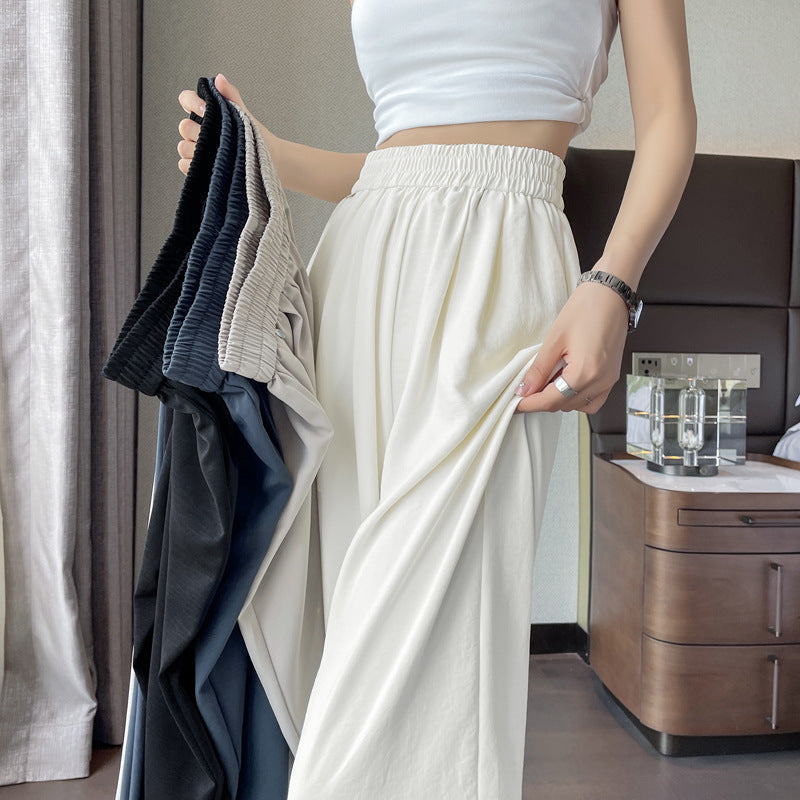 Women's Wide-leg Pants Thin High Waist Drooping Ice Silk Casual Pants