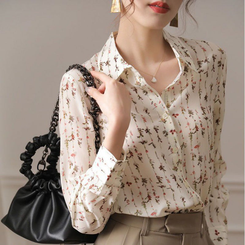 Women's Simple Elegant Draping Floral Shirt