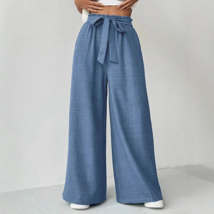 Adjustable High Waist Lace-up Knot Loose Trousers