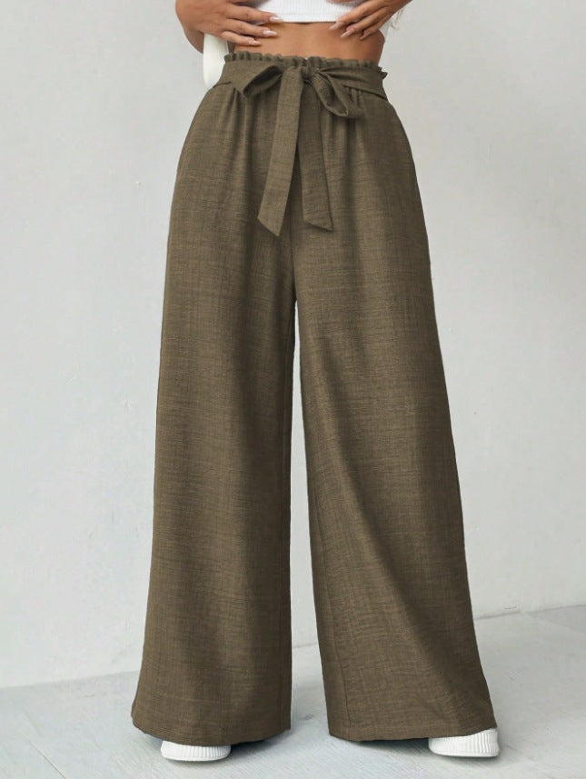 Adjustable High Waist Lace-up Knot Loose Trousers