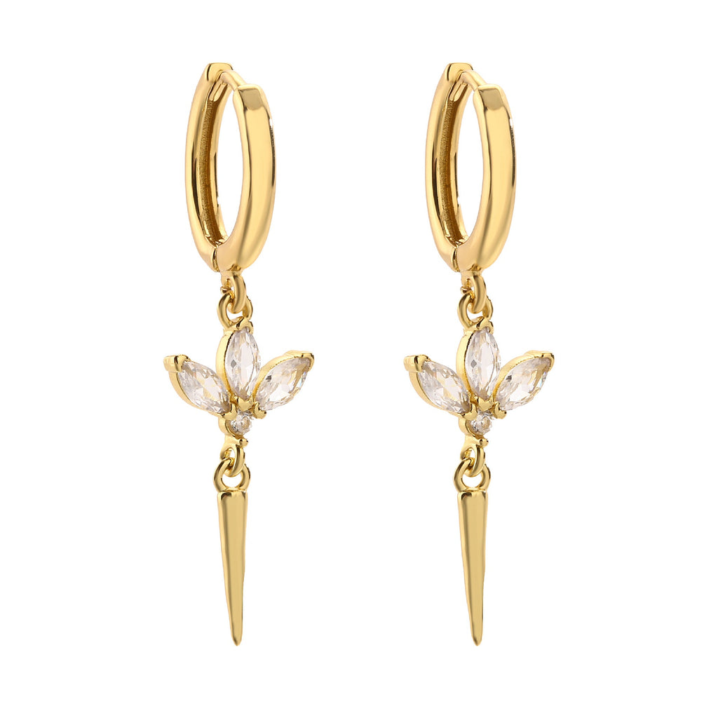 Copper Plating 18K Gold Micro Inlay Colorful Crystals Horse Eye Long Ear Clip