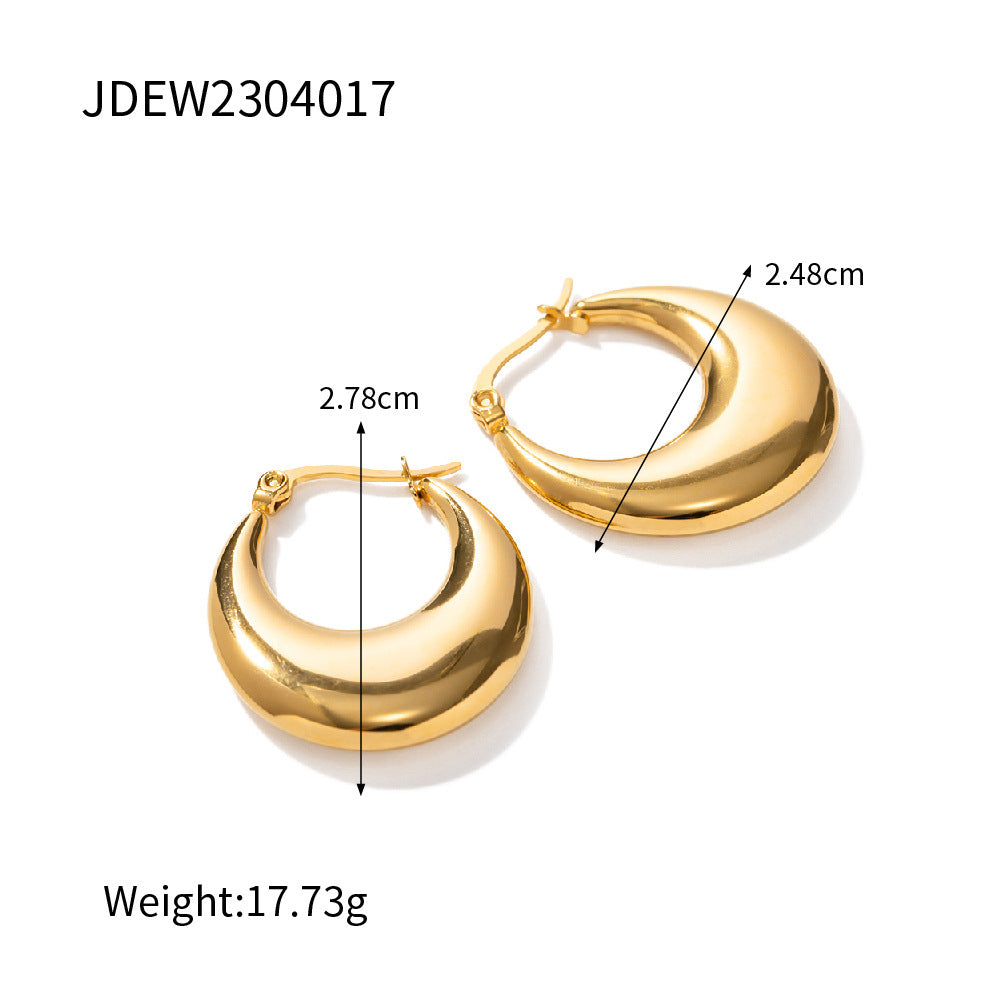 18K Gold Stainless Steel U-shaped Earrings
