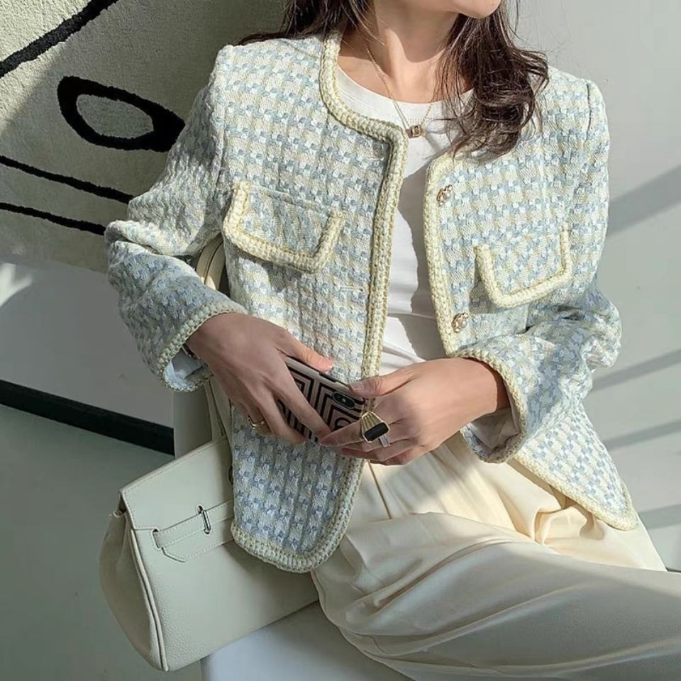 Tweed Jacket Spring And Autumn Ladies Short All-match Western Style Fried Street Top