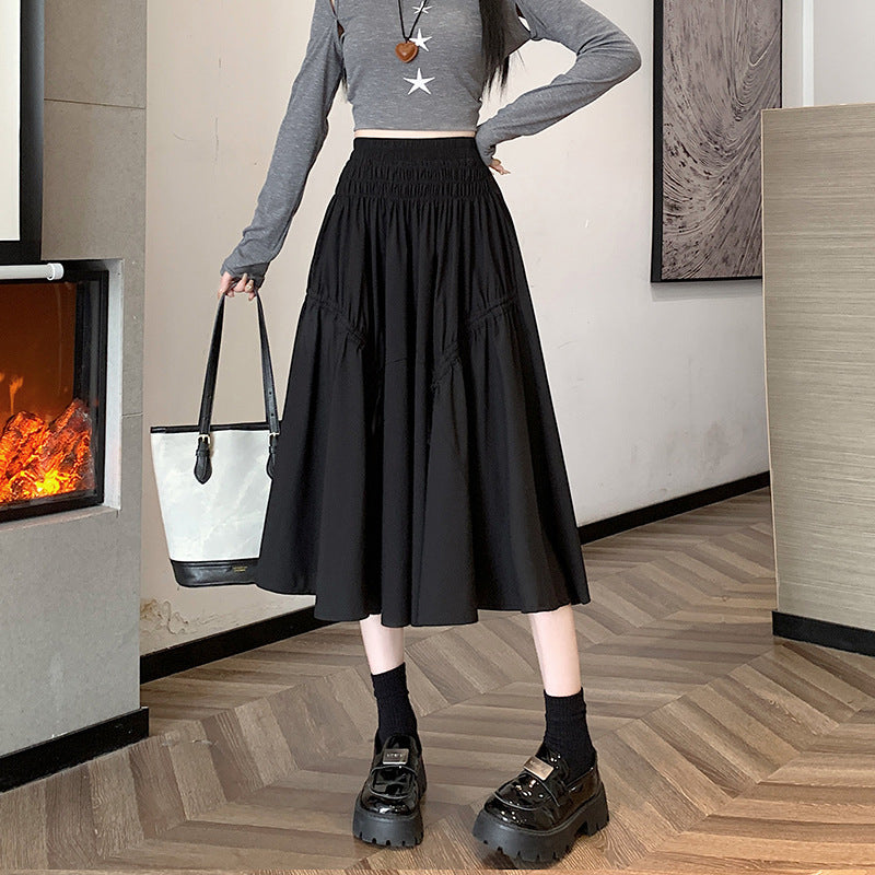 French Elastic Waist Drawstring Irregular Skirt