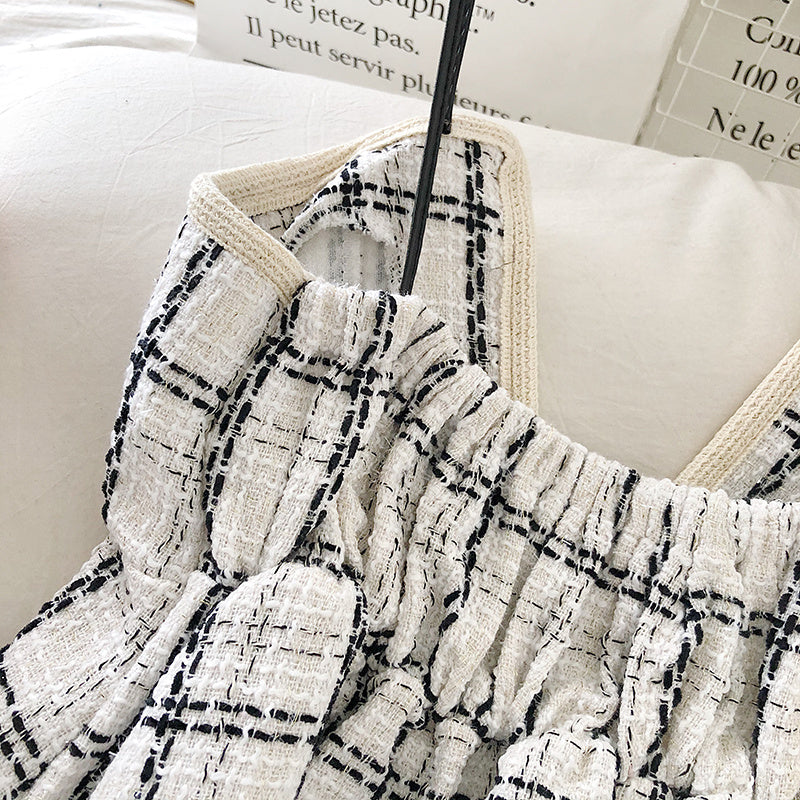 Tweed Tweed Skirt With Waistband And Camisole Top