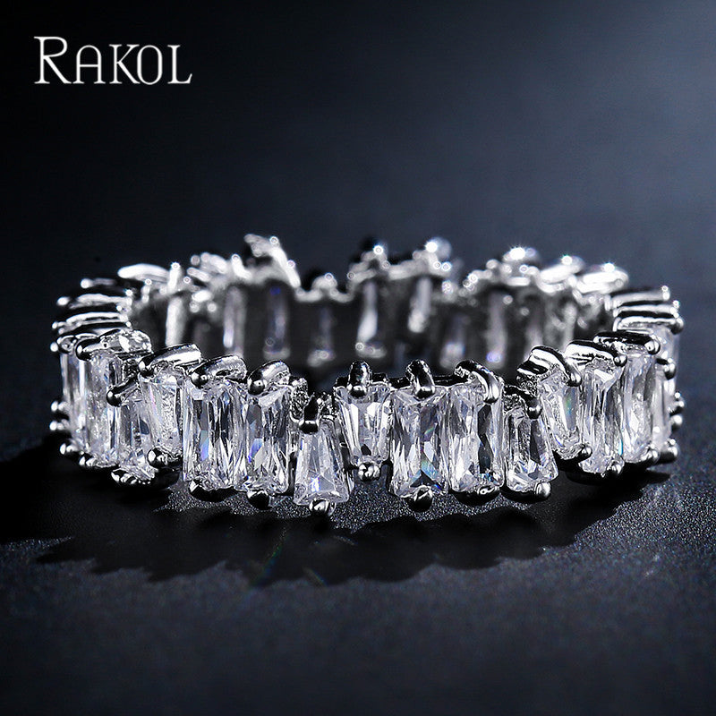 Copper Inlaid AAA Grade Color Zircon Ring For Women