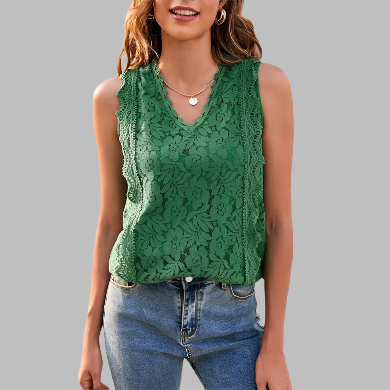 Lace Cut-out Ruffles Sexy Knitted Lace Top